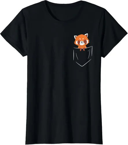 Vista 43 de Funny Red Panda In Pocket - Camiseta con bolsillo, Negro, S