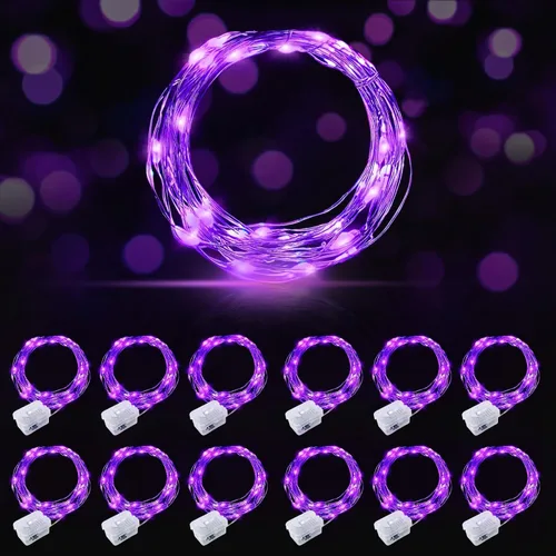 Vista 61 de AIKEI Paquete de 12 luces LED de hadas que funcionan con pilas, guirnaldas de luces impermeables de 7 pies, 20 luces LED de luciérnagas estrelladas