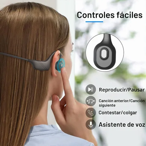 Vista 5 de MONODEAL Auriculares de Conducción Ósea con Micrófono, Auriculares Bluetooth 5.3 de Oído Abierto con Micrófono Boom de Cancelación de Ruido