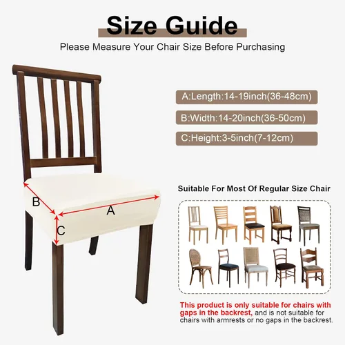 Vista 4 de Juego de 4 fundas de asiento impermeables de piel sintética para sillas de comedor, fundas de asiento suaves para sillas de comedor, funda Beige
