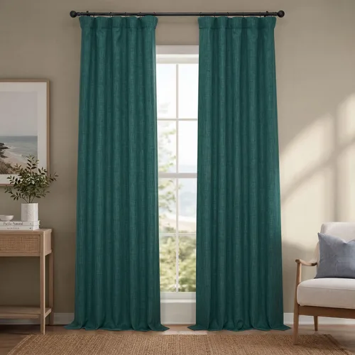 Vista 68 de HPD Half Price Drapes - Cortinas de lino sintético para sala de estar (2 paneles) - 100 pulgadas de ancho x 84 pulgadas de largo - Cortinas