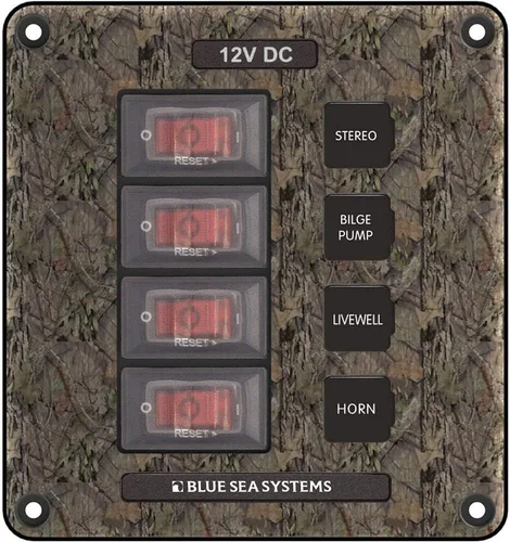 Vista 6 de Blue Sea Systems 4320 Panel de interruptores de disyuntor resistente al agua, gris, 4 posiciones