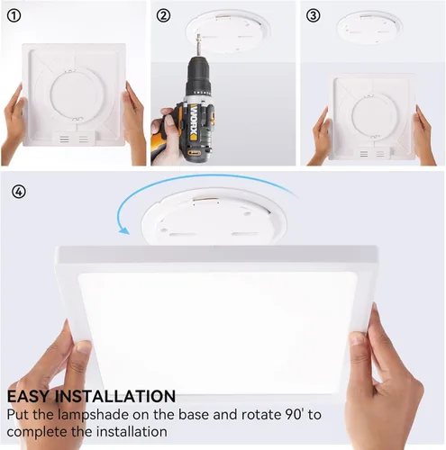 Vista 6 de 2Pack Lámpara de techo empotrada de 12 pulgadas 28W LED, lámpara de techo cuadrada de 3200LM 6000K blanca delgada de panel plano, lámpara de techo