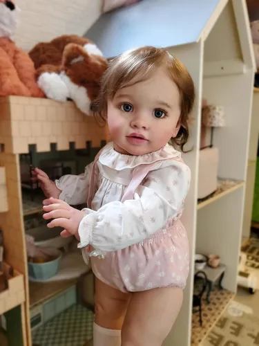 Vista 2 de Anano Muñecas de bebé Reborn de gran tamaño que se ven reales de 26 pulgadas, piernas rectas y realistas, cuerpo gordito de silicona, para recién