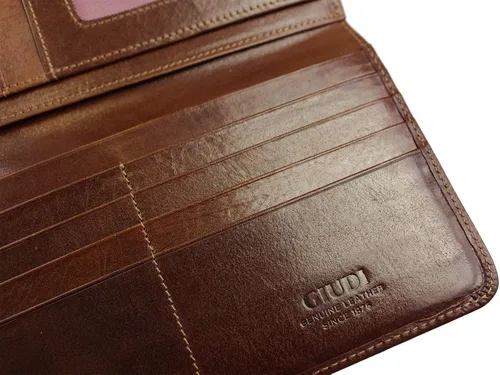 Vista 7 de GIUDI Cartera de mujer grande cuero, Marrón, Cartera grande