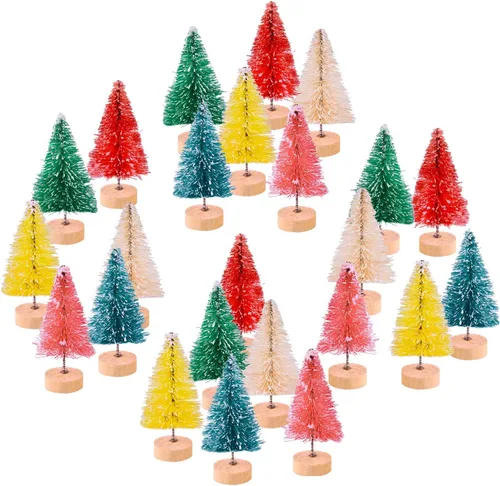 Vista 8 de KUUQA 24pcs mini cepillo de la botella del sisal árboles de Navidad, tamaño Azul-Verde
