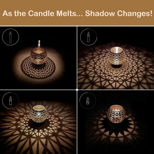 Vista 9 de Portavelas OShadow (lanzador de sombras con patrones únicos), portavelas marroquíes para decoración de mesa de centro de mesa y candelabro, soporte