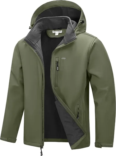Vista 11 de 33,000ft Chaqueta Softshell para hombre con capucha, forro polar, ligera, impermeable, para senderismo