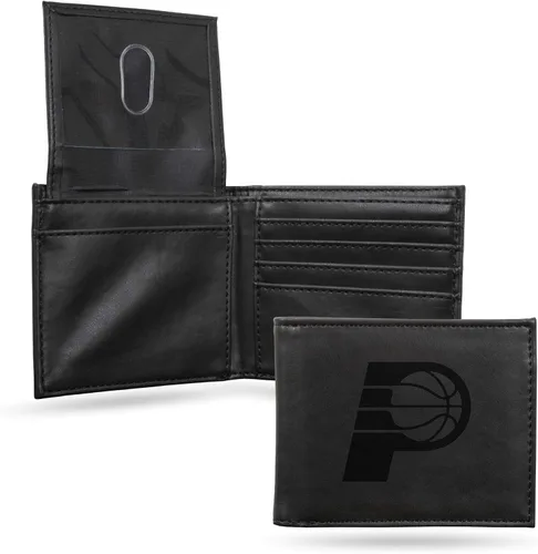 Vista 37 de Rico Industries - Cartera de diseño delgado con grabado láser de la NBA, cartera con grabado láser estilo billetera - Gran regalo Negro