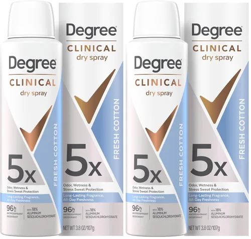 Vista 11 de Degree Spray seco para protección contra el sudor y el olor de 96 horas Fresh Cotton 5X protección 3.8oz