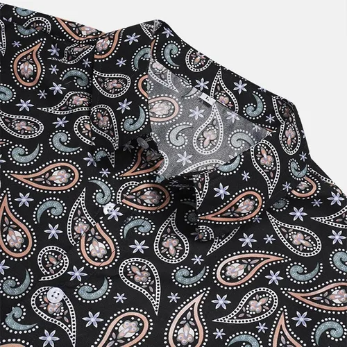Vista 5 de Camisa de moda de primavera para hombre, con cuello vuelta, casual, con botones, manga corta, térmica, larga