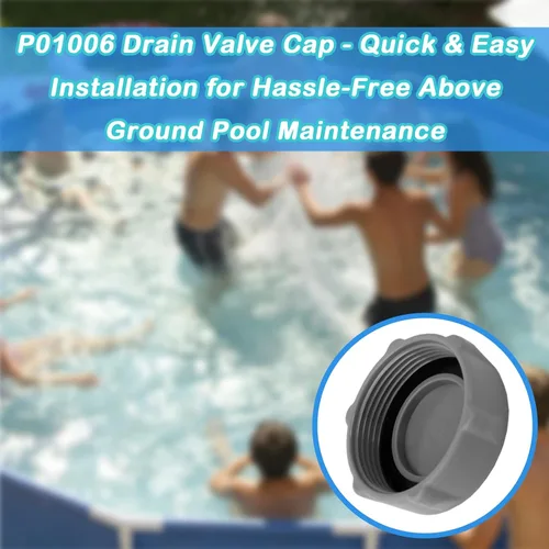 Vista 5 de P01006 Tapa de válvula de drenaje para piscina sobre el suelo, reemplazo de tapa de válvula de drenaje de piscina de servicio pesado 2 unidades Gris