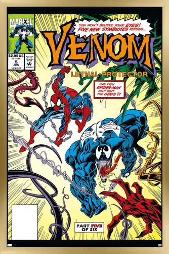Vista 17 de Trends International Marvel Comics - Póster de pared Venom: Lethal Protector #5, 22.4 pulgadas de largo x 14.7 W, versión enmarcada de madera