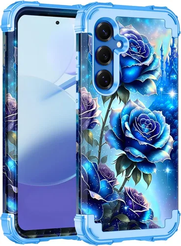 Vista 23 de Miqala Funda para Galaxy S24 5G, brilla en la oscuridad, tres capas, resistente, a prueba de golpes, protección completa, parachoques de plástico