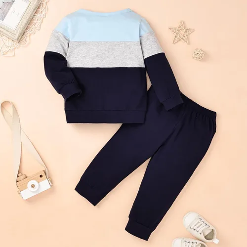 Vista 62 de Ropa de otoño e invierno para bebé, trajes de niño pequeño, sudadera de manga larga, sudadera de retazos y pantalones, 2 piezas, 12 meses a 5 años