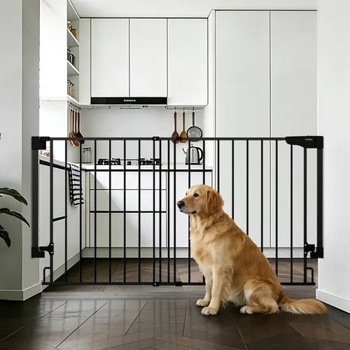 Vista 42 de Cumbor 29.2–43" Puerta de bebé para escaleras, de montaje en pared (se requiere taladrar), puerta para perros expandible sin barra inferior, puerta