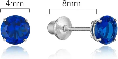 Vista 2 de 925 Sterling Silver Rhodium Plated 4mm Cubic Zirconia Stud Screwback Baby Girls Earrings