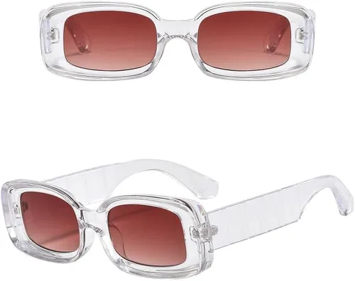 Vista 5 de Thick Rectangle Sunglasses Retro 90s Style for Women and Men Small Chunky Square Design