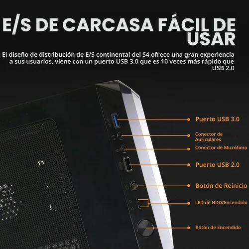 Vista 5 de Zalman S4 Mid-Tower ATX PC Case, 2 ventiladores de 4.724 in incluidos, panel lateral teñido acrílico, soporte ATX/mATX/Mini-ITX