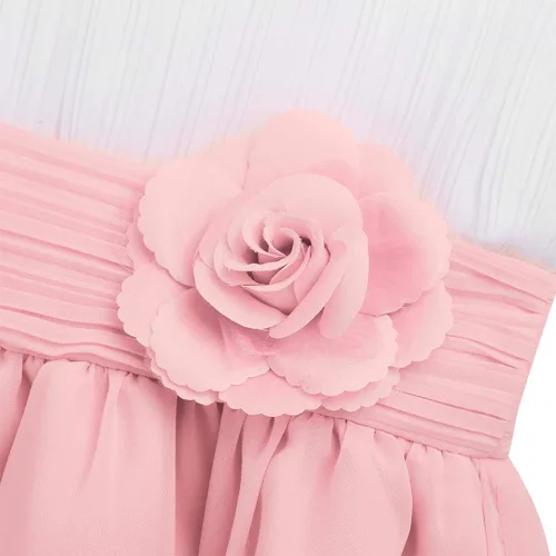 Vista 6 de YiZYiF Vestido plisado de gasa sin mangas para niña de las flores, vestido de dama de honor