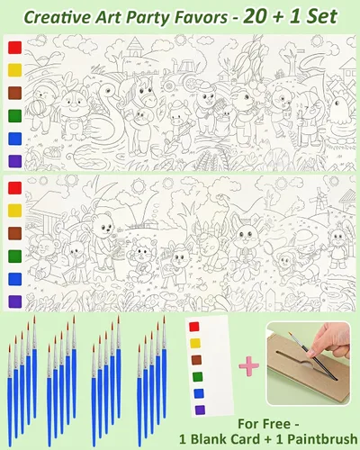 Vista 4 de Vileafy Recuerdos de fiesta de pintura sin desorden para niños de 4 a 8 años, libro para colorear con agua de animales con 21 pinceles, kit