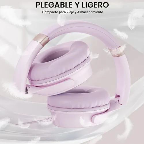 Vista 3 de Auriculares con cable USB C sobre la oreja con micrófono, control de volumen, puerto compartido y diadema ajustable, auriculares estéreo plegables