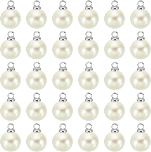 Vista 29 de PATIKIL Abalorio de perlas, 100 cuentas de perlas de imitación de perlas colgantes para bricolaje para hacer joyas, pulseras, aretes, collares Beige