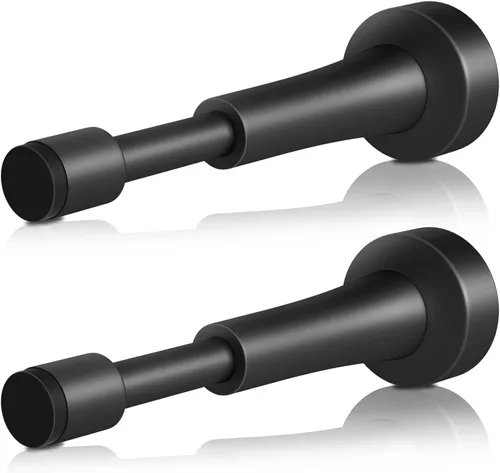 Vista 20 de Topes de puerta mate negros para pared - Tope de puerta de resorte de 4.33 pulgadas para la parte inferior de la puerta, tope de puerta de aluminio