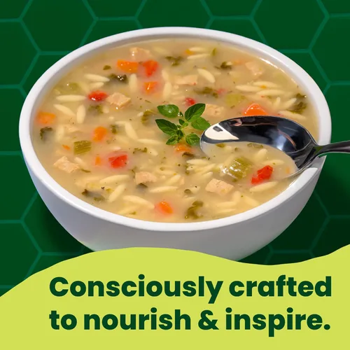 Vista 7 de Pacific Foods Caldo de pollo orgánico estilo griego con orzo, limón y hierba, lata de 16.1 oz