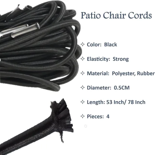 Vista 7 de Cable de repuesto para silla de gravedad cero, paquete de 4, cordón elástico para silla antigravedad, silla reclinable de patio, silla elástica