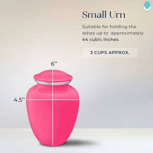 Vista 3 de Geturns Abraza pequeñas urnas de cremación personalizadas para cenizas humanas I Urna funeraria rosa brillante para hombres y mujeres con capacidad
