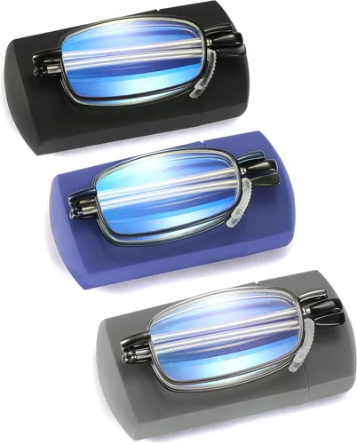 Vista 7 de touk Gafas de lectura plegables anti luz azul, almohadilla de nariz suave, bisagra de resorte, estuche portátil para hombres y mujeres, paquete de 2