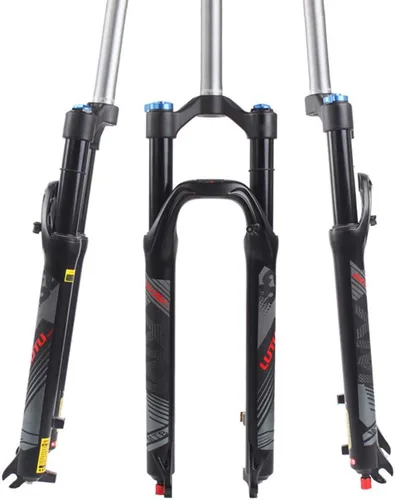 Vista 10 de Horquilla de suspensión BUCKLOS para bicicleta de montaña de 26/27.5/29, tubo recto de ajuste de rebote de 1.126 in QR 0.354 in de viaje, bloqueo