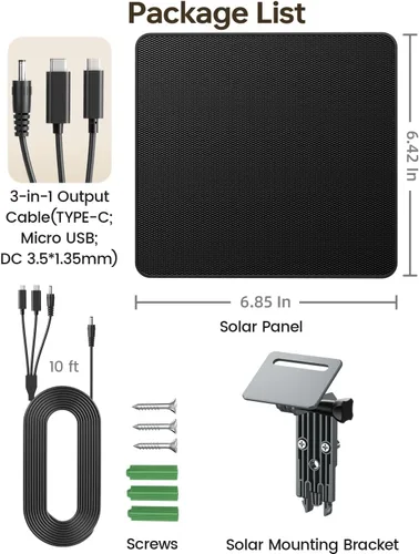 Vista 7 de KJK Panel solar de 6 W para cámara de anillo, cargador de panel solar de cámara de rastro con batería de 5000 mAh para cámara de juegos y cámara