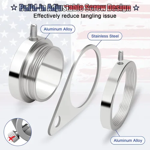 Vista 4 de Anillos giratorios de asta de bandera de 1 pulgada, clips giratorios de aleación de aluminio anti-envoltura de 360°, anillos giratorios de montaje