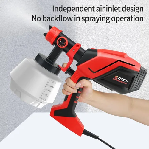 Vista 6 de Pulverizador de pintura HVLP de 1000 W, pistola de pintura eléctrica con 6 boquillas de cobre y 3 patrones de pulverización, contenedor de alta