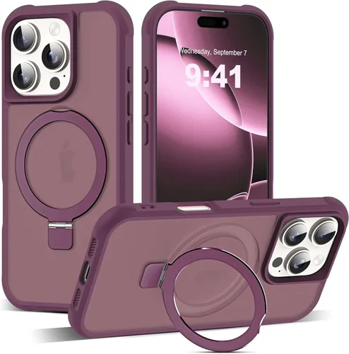 Vista 158 de SKYLMW - Funda compatible con iPhone 11 de 6.1 pulgadas, con soporte magnético invisible tipo anillo, funda translúcida de grado militar, compatible
