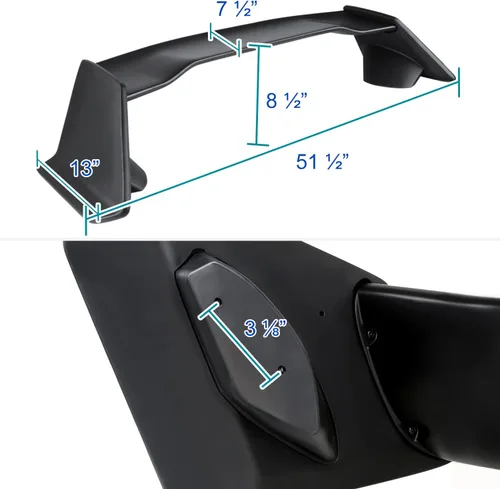 Vista 3 de Spec-D Tuning Alerón trasero de ABS estilo T-R negro mate compatible con modelos Honda Civic Sedan 2016-2021