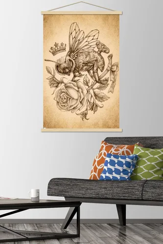Vista 2 de Trends International Brigid Ashwood - Sepia Bee and Rose Wall Poster with Magnetic Frame