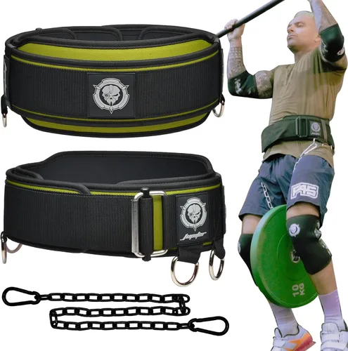 Vista 8 de Cinturón de levantamiento de pesas 2 en 1 y cinturón de inmersión con cadena para entrenamiento de pesas adicional, levantamiento de pesas