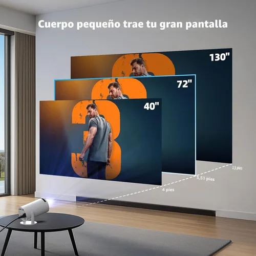 Vista 3 de Mini proyector con WiFi y Bluetooth, proyector portátil con aplicaciones integradas, compatible con 4K 1080P Auto Keystone 220° giratorios pequeños