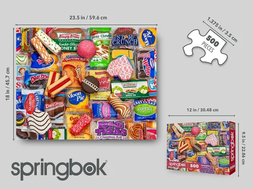 Vista 4 de Springbok - Snack Treats - Rompecabezas de 500 piezas - Foto nostálgica de nuestros aperitivos favoritos del pasado Snack collage puzzle with