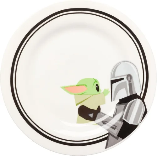 Vista 5 de Silver Buffalo Star Wars The Mandalorian and The Child Baby Yoda Grogu - Juego de 4 platos de cerámica con borde de 8 pulgadas El mandaloriano