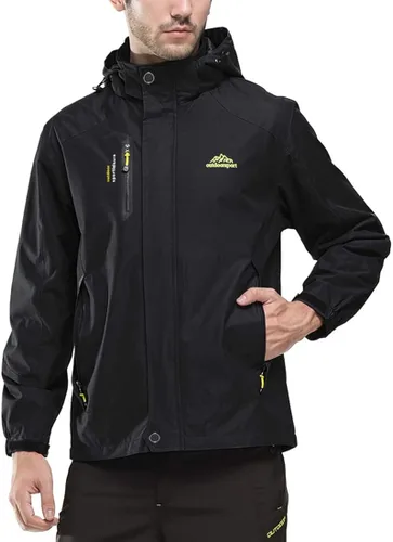Vista 2 de JOGERBRO Chaqueta impermeable para hombre con capucha para senderismo pesca resistente al viento