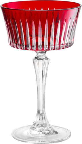 Vista 4 de Barski - Copas de champán de colores - Copa de cóctel rojo rubí, cristalería de Martini con tallo, se puede utilizar para postres, helados - Rojo