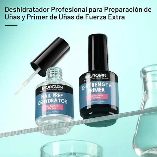 Vista 2 de Morovan Preparación de uñas deshidrata e imprimación X-strong, sin quemaduras y deshidratador de uñas no ácido para polvo acrílico, secado rápido