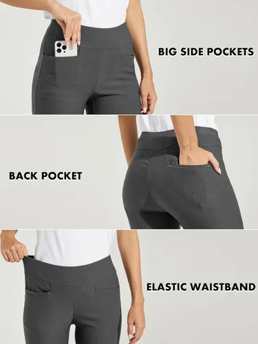 Vista 3 de Willit Pantalones de golf para mujer, elásticos, casuales, de secado rápido, pantalones de senderismo con control de abdomen