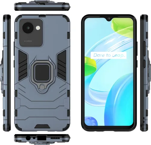 Vista 5 de Funda para Oppo Realme C30 4G, soporte magnético para coche para Oppo Realme C30 4G RMX3581 Case Negro