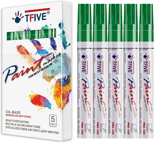 Vista 12 de TFIVE Rotuladores de pintura negra, paquete de 5 rotuladores permanentes a base de aceite, punta media, impermeables y de secado rápido