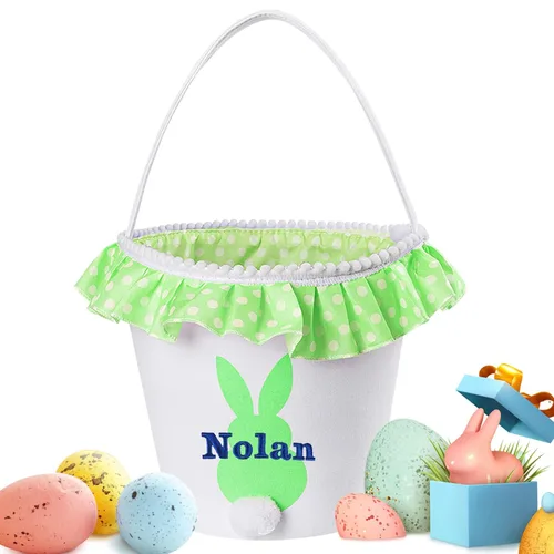 Vista 13 de Cestas de Pascua personalizadas para niños y niñas, canasta de conejo de Pascua de Touber para niños pequeños, canasta de caza de huevos de Pascua
